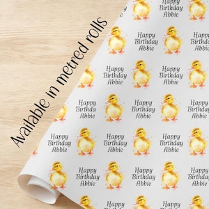 Gepersonaliseerde eend inpakpapier ROLLS-kwaliteit A3 eco-cadeaupapier verjaardag hem haar jongen meisje papieren eendje paascadeaupapier