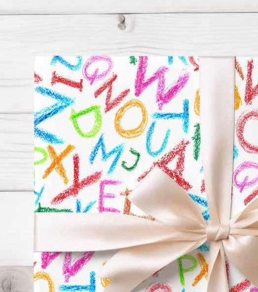 Wrapping Paper Abcd Crayon Alphabet Wrapping Paper. Birthday A3 Eco Friendly Thick Quality ...