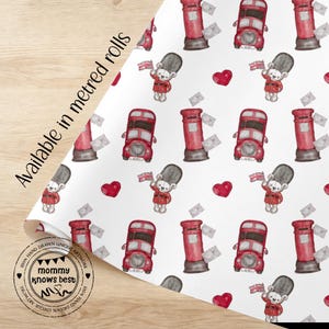 London Wrapping Paper Bus England Union Jack Letterbox Beefeater Teddy Birthday eco friendly thick quality wrap party Gift Wrap ROLL