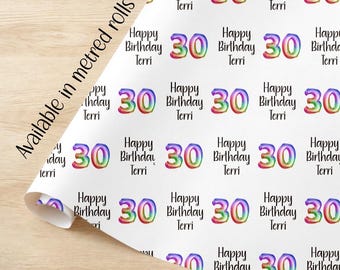 30. Geburtstag Geschenkpapier mit Luftballons.  Personalisierte ROLLS eco freundliche Qualität Geschenkpapier Geburtstag sie ihn Tochter