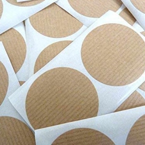 Mini Sticker Pack, Marrone chiaro, Adesivi Kraft, 50mm Circolare, Etichette Autoadesive Rotonde. Piccole imprese, confezione da 20 adesivi kraft VUOTI