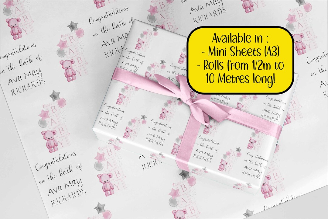 New Baby GIRL Wrapping Paper A3 Eco Friendly Thick Quality Gift Wrap
