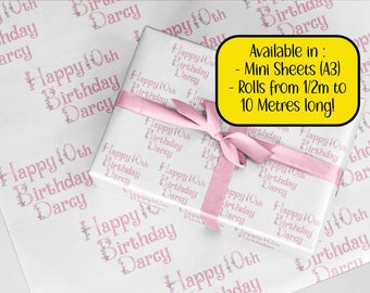 Butterfly alphabet with age and name wrapping paper . Personalised A3 eco friendly thick quality gift wrap paper for birthday her Customised