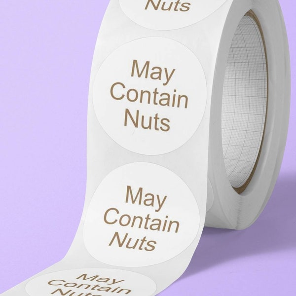 May contain Nuts stickers. Business a allergen stickers. Food preparation labels 25mm 35mm 50mm Water resistant Food allergen labels tags