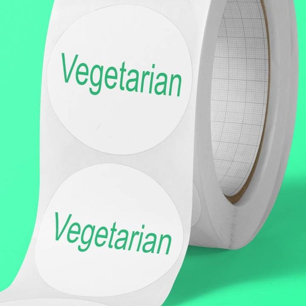 Vegetarian stickers on a roll. Business a allergen stickers. Food preparation labels 25mm 35mm 50mm Water resistant ink. Food allergen