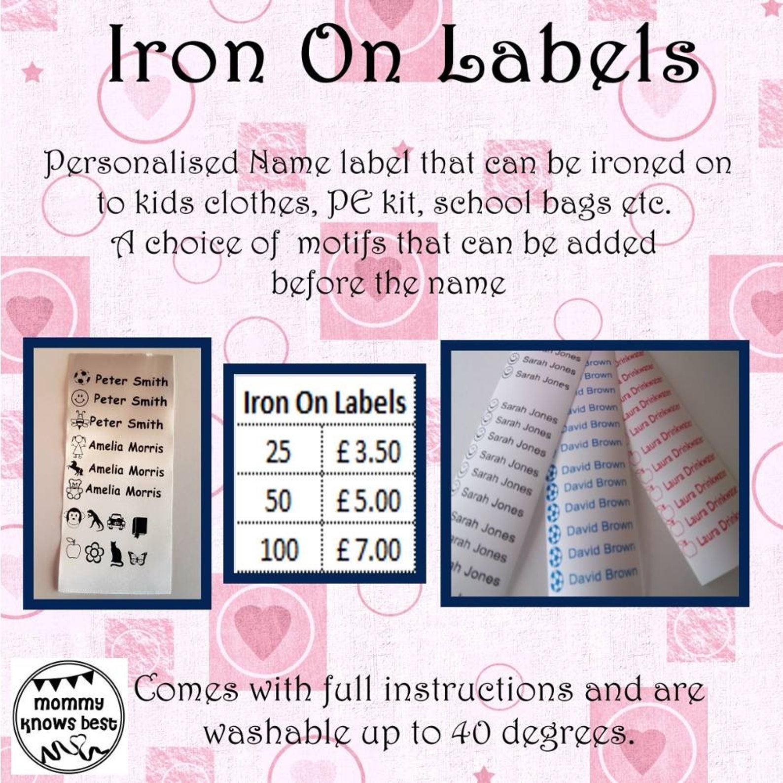 Personalised Iron on Name Labels. School Uniform PE Kit Etsy