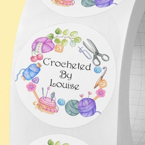 Crochê personalizado com nome personalizado. Etiqueta de crochê. Embalagem. Caixa envelope com adesivo de crochê da marca. Embalagem comercial 35mm 50mm