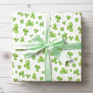 Carta da regalo Shamrock. Carta da regalo ecologica di qualità spessa A3 per San Patrizio irlandese, festa di compleanno, carta da regalo, carta da regalo, rotolo