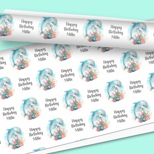 Carta da regalo a forma di delfino. Carta da regalo ecologica personalizzata A3 spessa di qualità per compleanno, per lei, per lui, per figlio e per figlia, personalizzata.