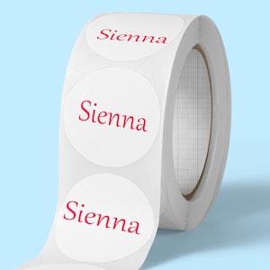 Adesivi personalizzati con nome rosso Etichette natalizie Sacchetti per feste di Natale Adesivi per confezioni regalo Regali personalizzati per bambini Festivi con nome 35 mm 50 mm