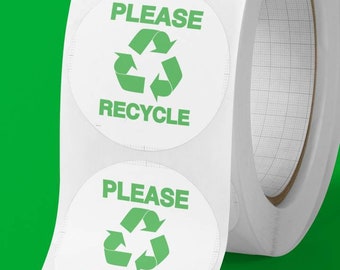 Please Recycle stickers Small Business packaging labels 35mm 50mm Company stationary Round Packaging. Eco friendly.