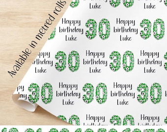Football Balloon Birthday wrapping paper.  Personalised ROLLS eco friendly  quality gift wrap paper birthday him daughter ANY Age 18 21 30