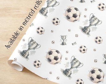Football with trophy wrapping paper ROLLS quality A3 eco gift wrap birthday him her boy girl footy paper customised