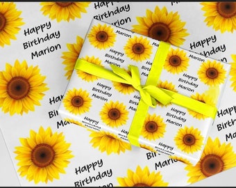 Sunflower wrapping paper Any Wording Personalised A3 eco friendly thick quality gift wrap paper birthday her daughter mum friend Customised