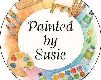 Personalised Painting design customised name label. Packaging. Branding craft painting sticker envelope box Business crafting any wording v2