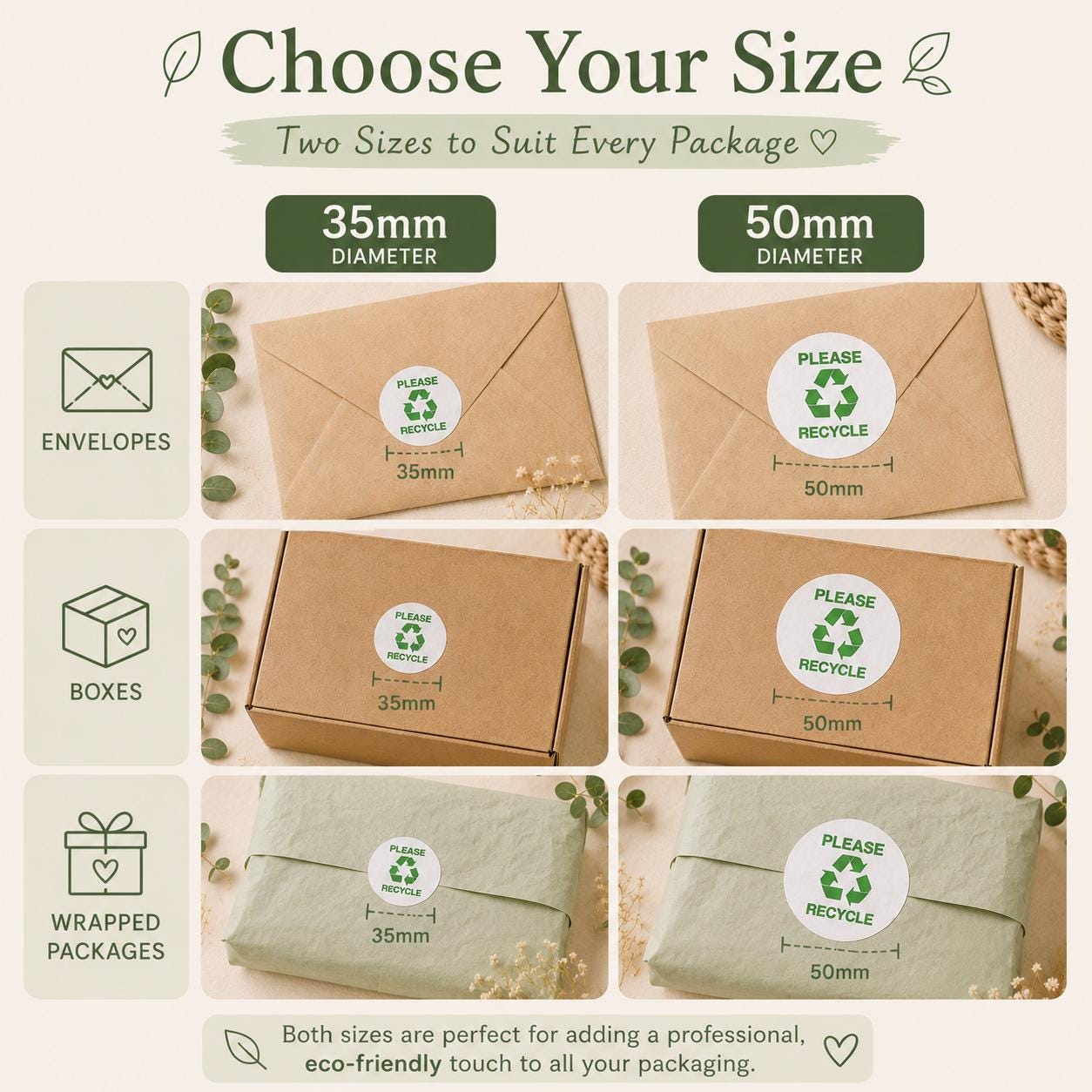 Eco Packaging Labels Recyclable Parcel Stickers Small Business Mailer ...