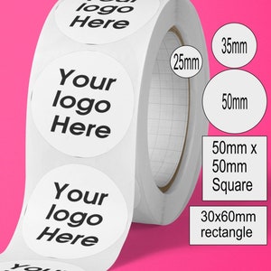 Roll of Logo stickers Small Business packaging labels 35mm 50mm Personalised Company stationary Round Packaging wax melt Customised logo art