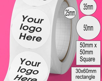 Roll of Logo stickers Small Business packaging labels 35mm 50mm Personalised Company stationary Photo Packaging wax melt Customised logo art