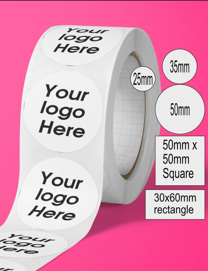 Roll of Logo stickers Small Business packaging labels 35mm 50mm Personalised Company stationary Round Packaging wax melt Customised logo art 