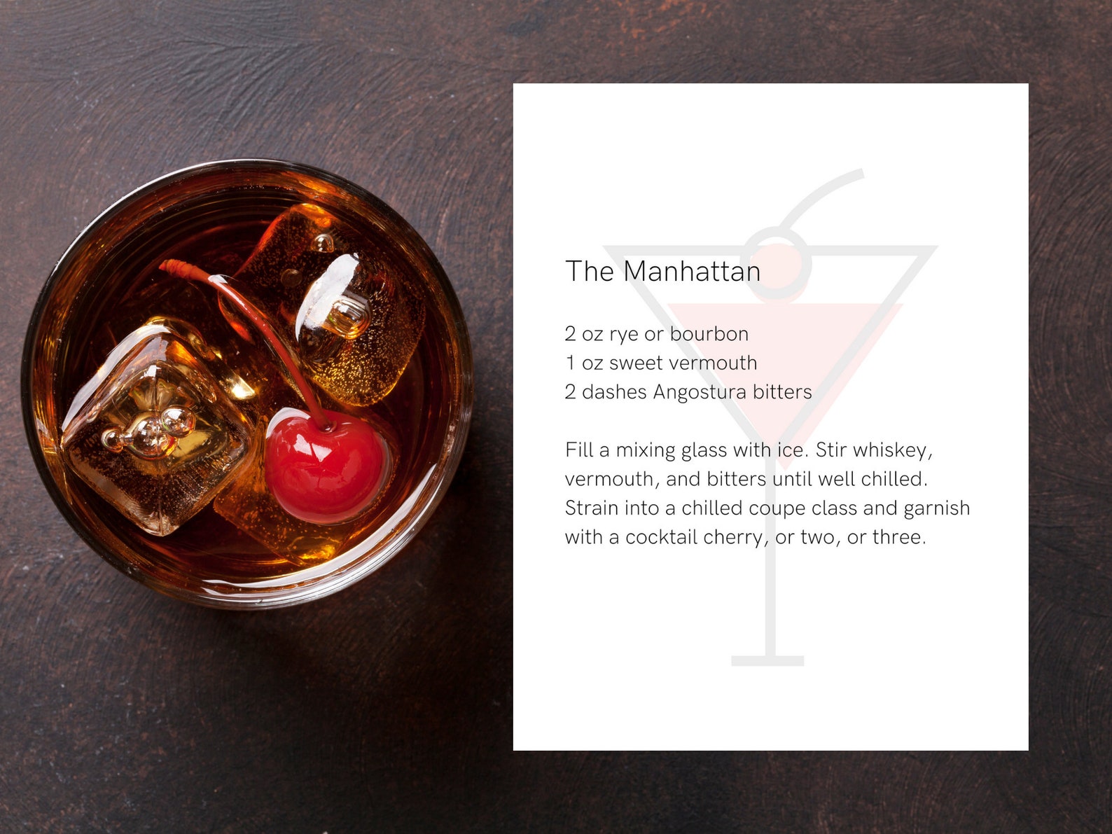 Manhattan Recipe Card Instant Digital Download US Letter Etsy