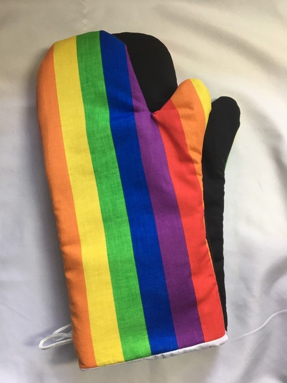 Oven Mitts Rainbow, or Pride LGBTQ, Stripes. A Pair of Fully Functional, Long  Oven Gloves Baking. Kitchen. Pot Holders. Adult Size 