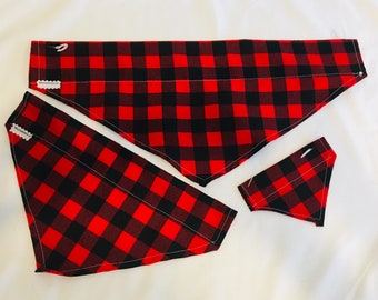 Bandana para cachorro, xadrez vermelho de búfalo, bandana personalizada para cachorro pequeno, médio ou grande!