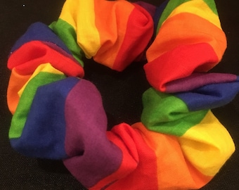 Scrunchie. Rainbow. Hair tie. Hair elastic. Rainbow pride. Upcycled fabric. Unique hair tie.