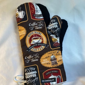 Oven mitts! Coffee french press espresso! A pair of fully functional, long oven gloves! Baking. Kitchen. Pot holders.  Adult size