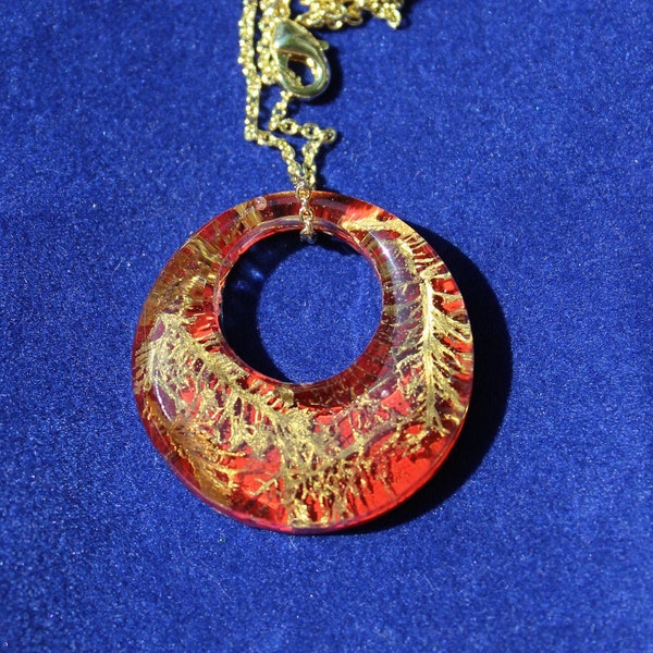 Red Donut Seaweed Pendant and Chain