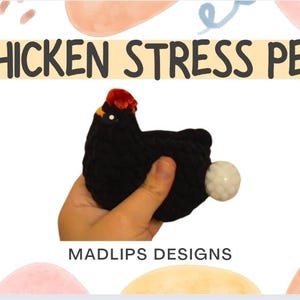 Virkat mönster för stressdjur med kyckling | Fidget Plushie (digital nedladdning)