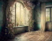 Shabby Chic Room Digital Background, Background for