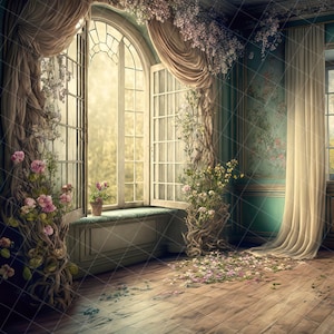Shabby chic room digital background, background for composites