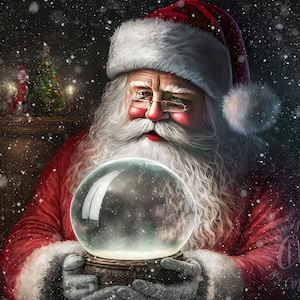 Sfondo digitale del globo di neve di Babbo Natale, sfondo natalizio per compositi