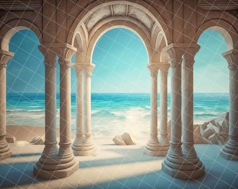 Ocean paradise digital background, DIGITAL DOWNLOAD