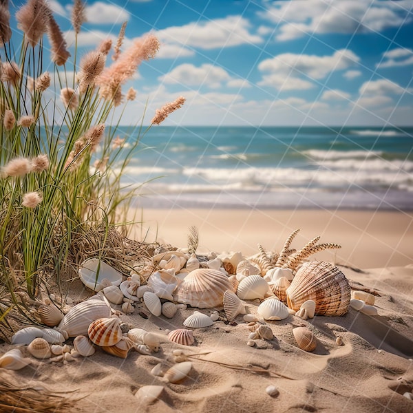 Seashells digital background