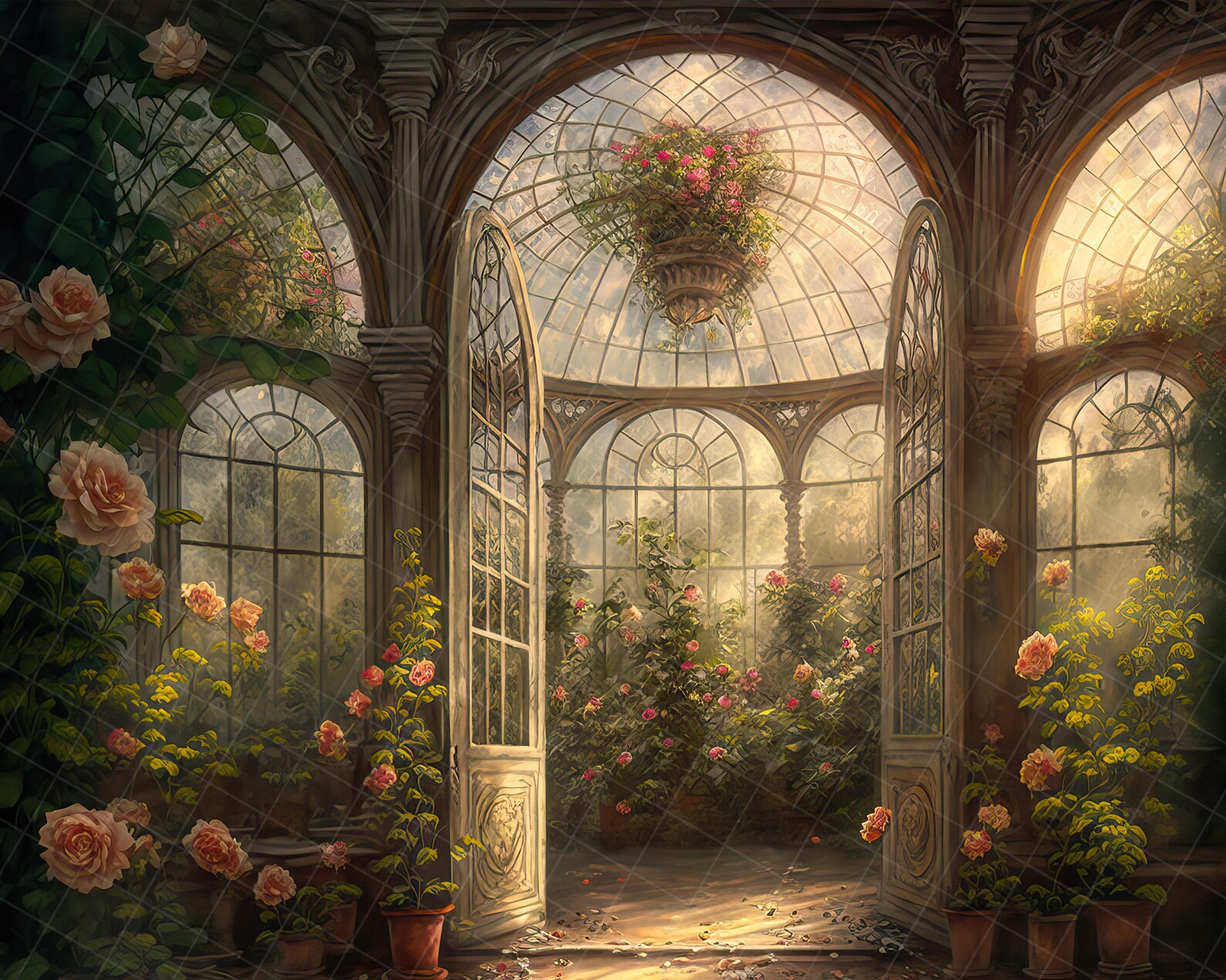 Dreamy Victorian Greenhouse Digital Background Background for - Etsy