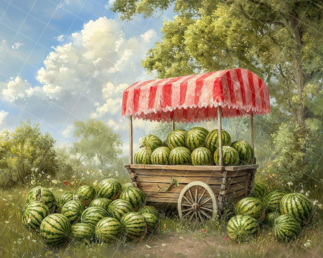 Watermelon Stand Digital Background, Summer Backdrop, Fruit Stand, for ...