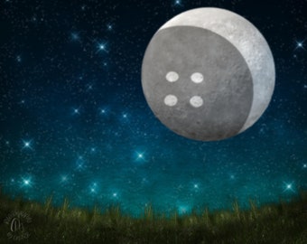 Button moon digital background, night background for composite, Halloween, DIGITAL DOWNLOAD