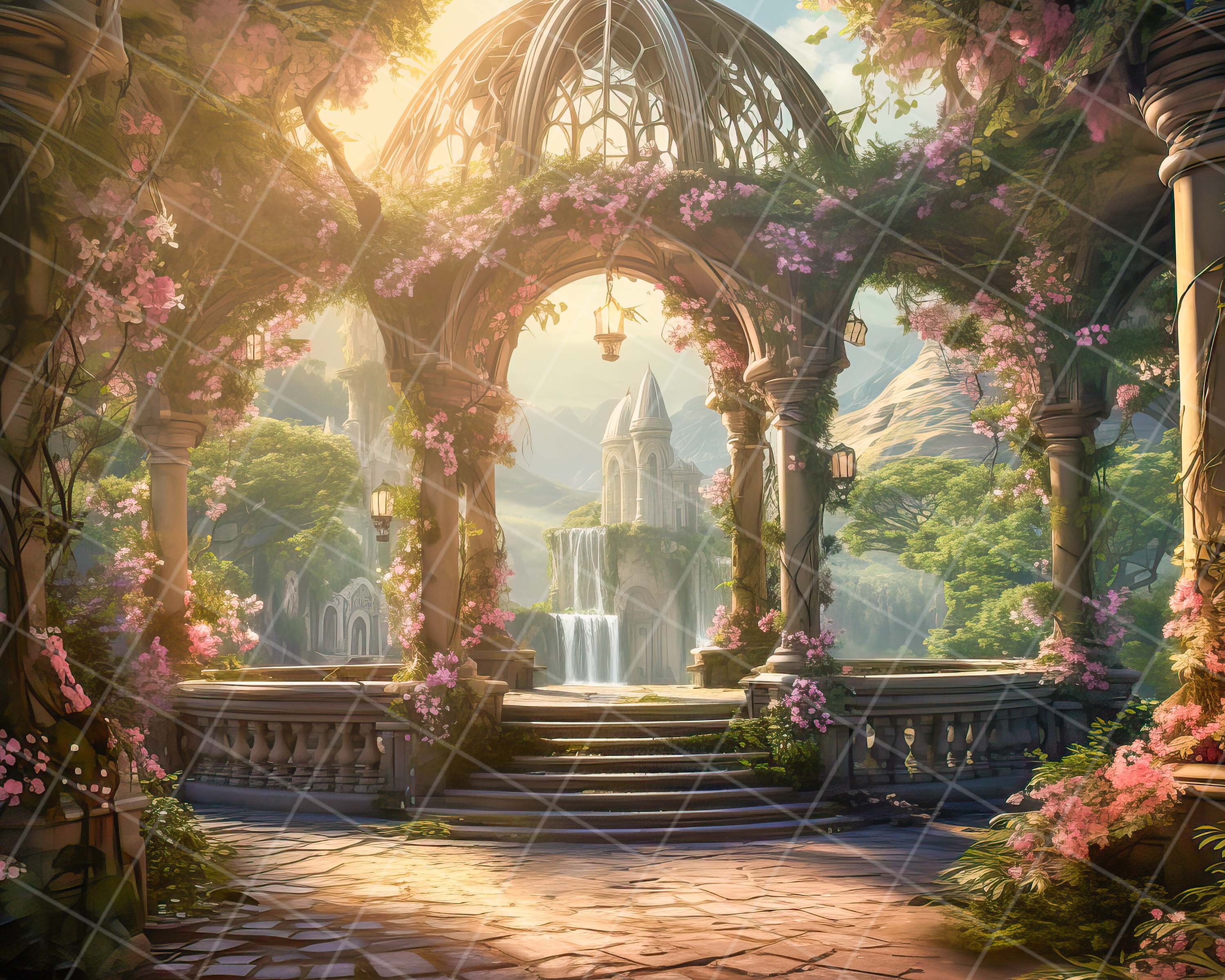 Gazebo by Waterfall Digital Background - Etsy