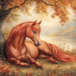 Autumn roan horse  digital background, fall digital backdrop, background for composites, equine, DIGITAL DOWNLOAD