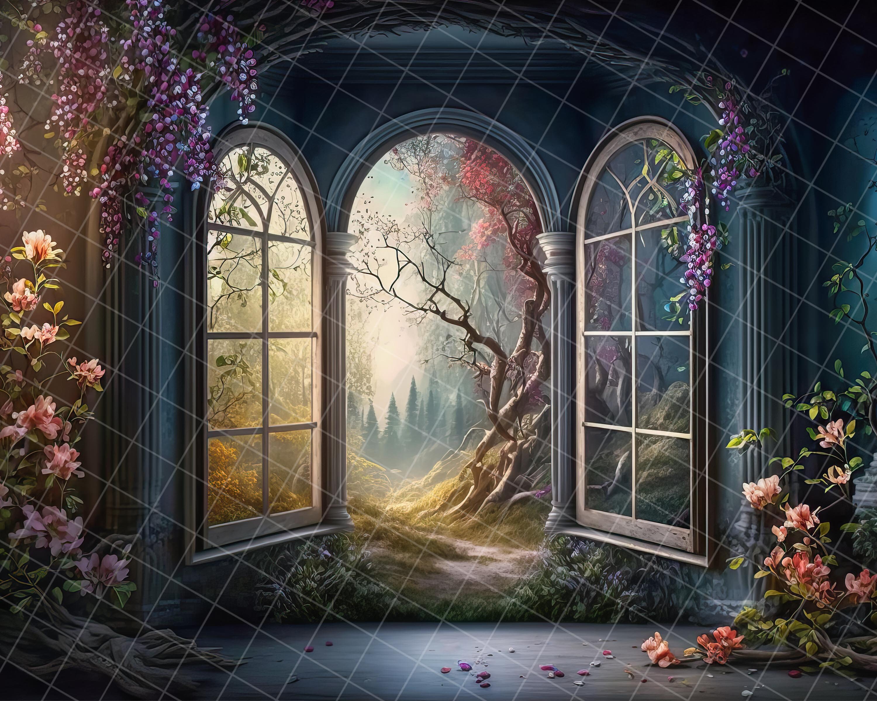 Fairytale Window Digital Backgrounds Etsy