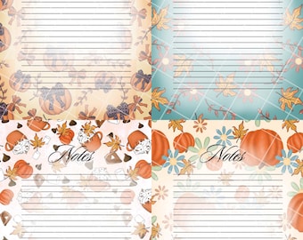 Autumn notepad paper bundle, digital notes, fall, craft paper