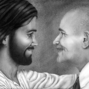 Come Unto Christ Custom Drawing in Memory of Loved One image 2