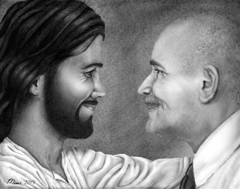 Come Unto Christ Custom Drawing in Memory of Loved One image 2