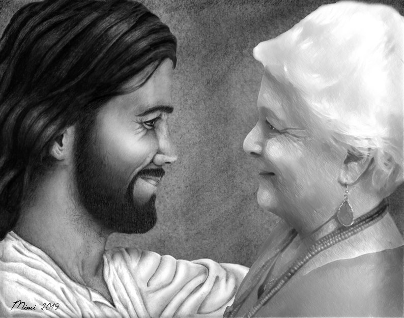 Come Unto Christ Custom Drawing in Memory of Loved One image 3