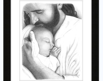 In the Arms of His Love -- Jesus Christ holding Baby