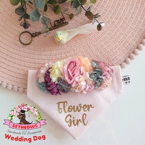 Flower Girl Bandana, Dog Wedding Flowers, Bridesmaids, Wedding Blooms, Wedding Gifts, Wedding Tradition, Dog Collar, Wedding Dog Outift, Dog