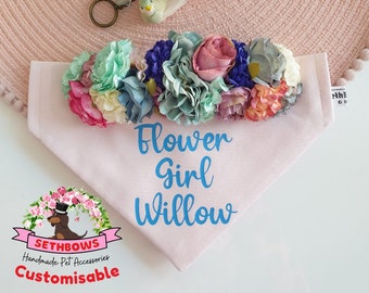 Custom Wedding Dog Bandana – Floral Flower Girl Outfit