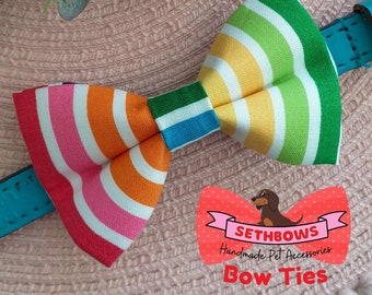 Striped Dog Bow Tie, Handmade Collar Accessory
