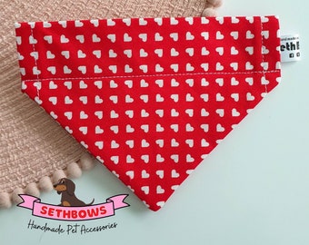 Lovehearts Dog Bandana Neckerchief, Romantic, Dog Gift, Pet Gifts, Romantic Gifts, Valentines, Quirky, Unique gift, Dog Accessories, Collar